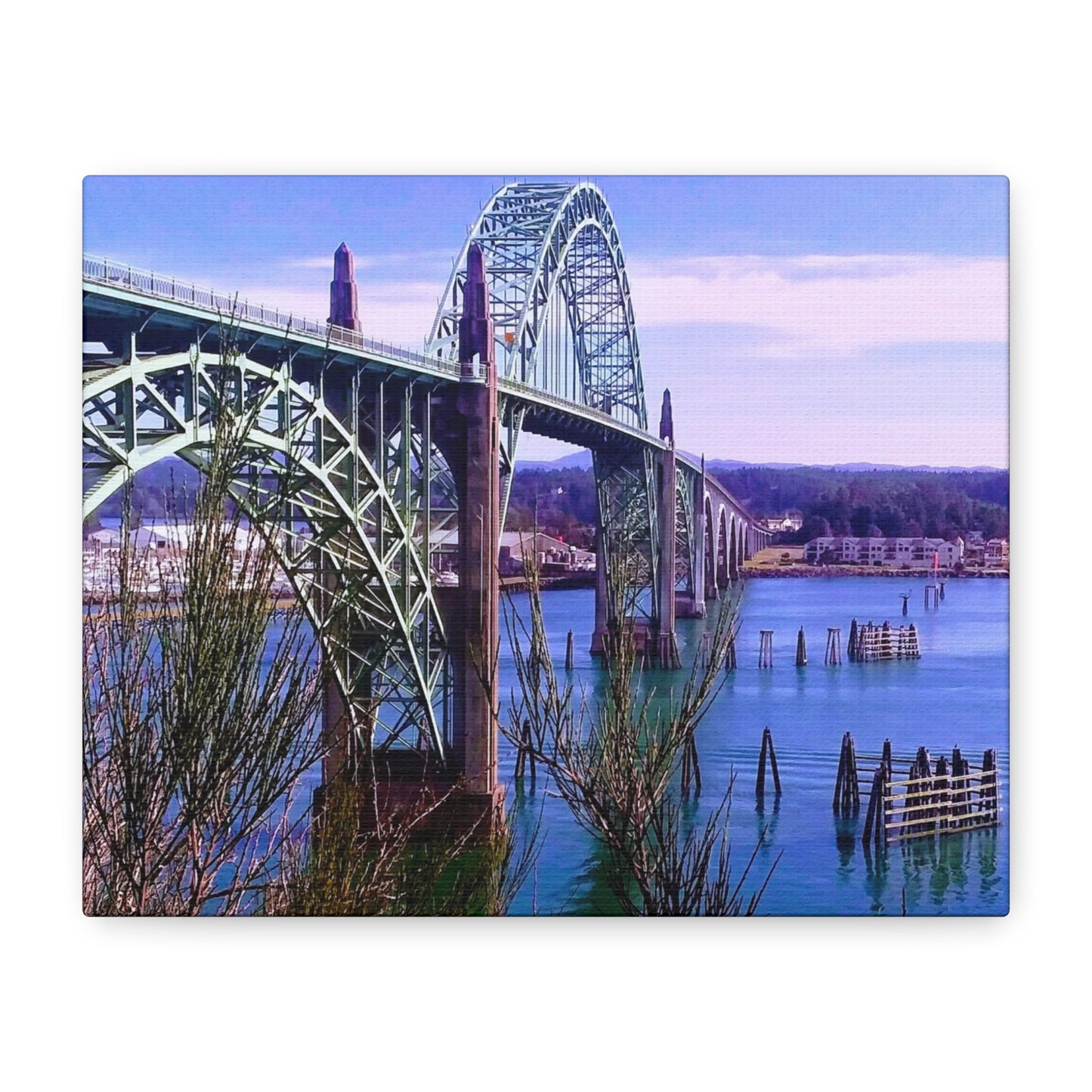 Gateway Over Still Waters - Coastal Bridge Matte Canvas Print, Stretched, 1.25"