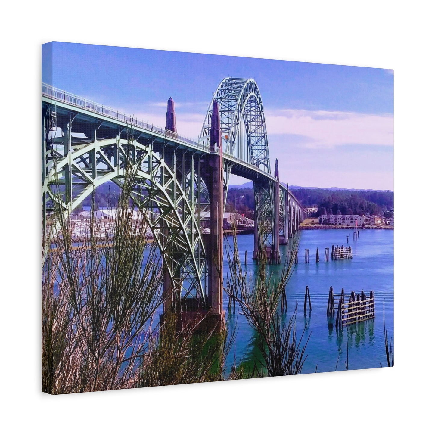 Gateway Over Still Waters - Coastal Bridge Matte Canvas Print, Stretched, 1.25"
