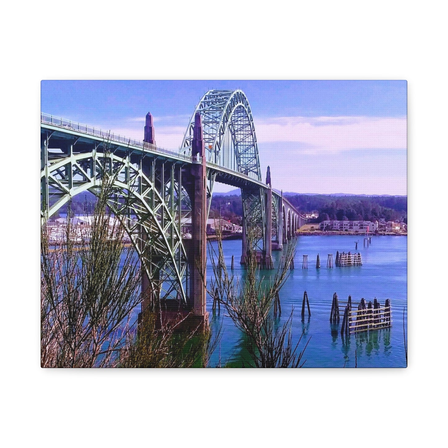 Gateway Over Still Waters - Coastal Bridge Matte Canvas Print, Stretched, 1.25"