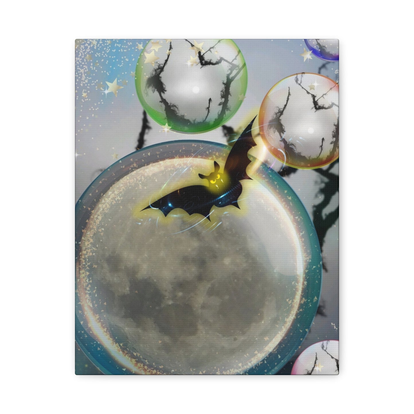 Bats Over the Moon- Halloween Matte Canvas Print