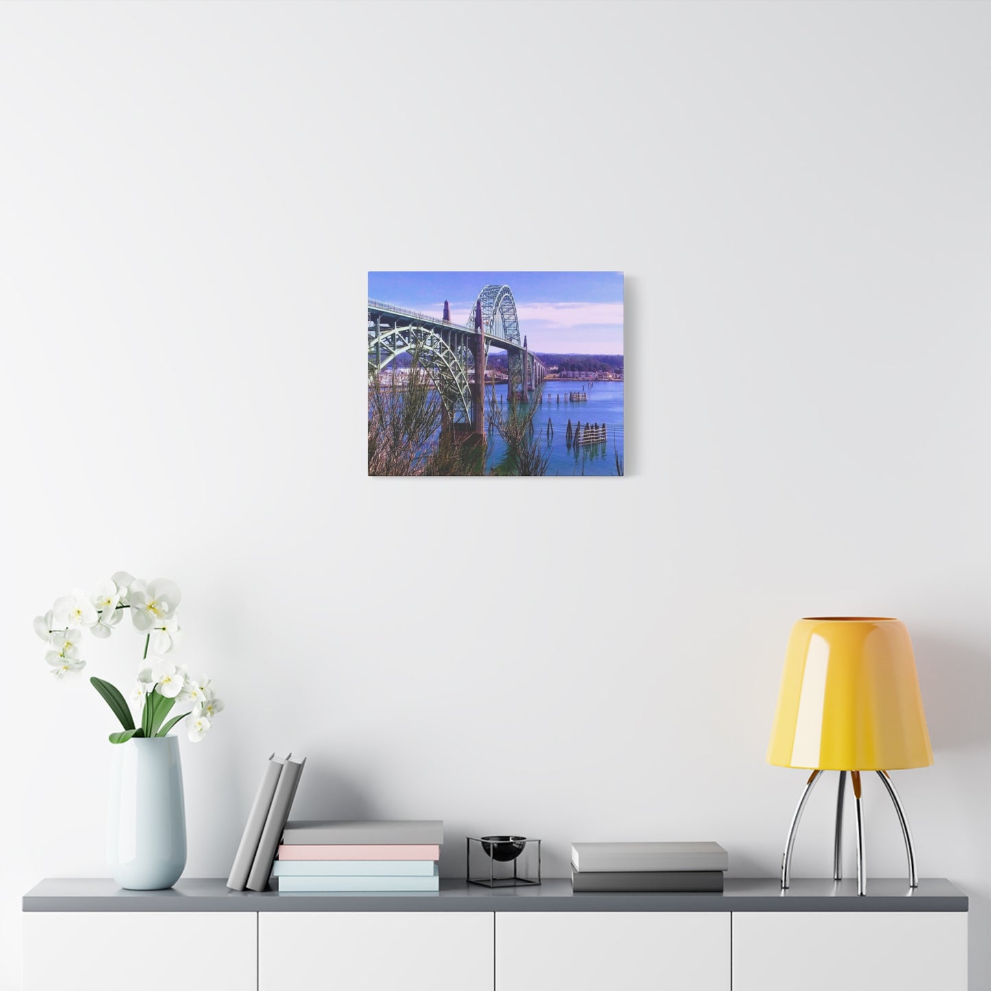 Gateway Over Still Waters - Coastal Bridge Matte Canvas Print, Stretched, 1.25"