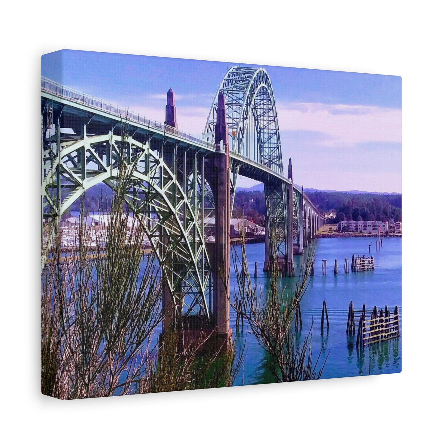 Gateway Over Still Waters - Coastal Bridge Matte Canvas Print, Stretched, 1.25"