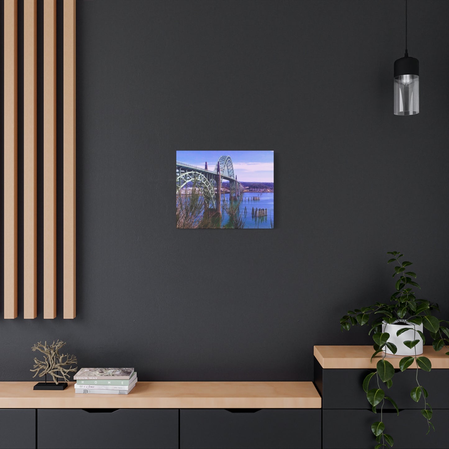 Gateway Over Still Waters - Coastal Bridge Matte Canvas Print, Stretched, 1.25"