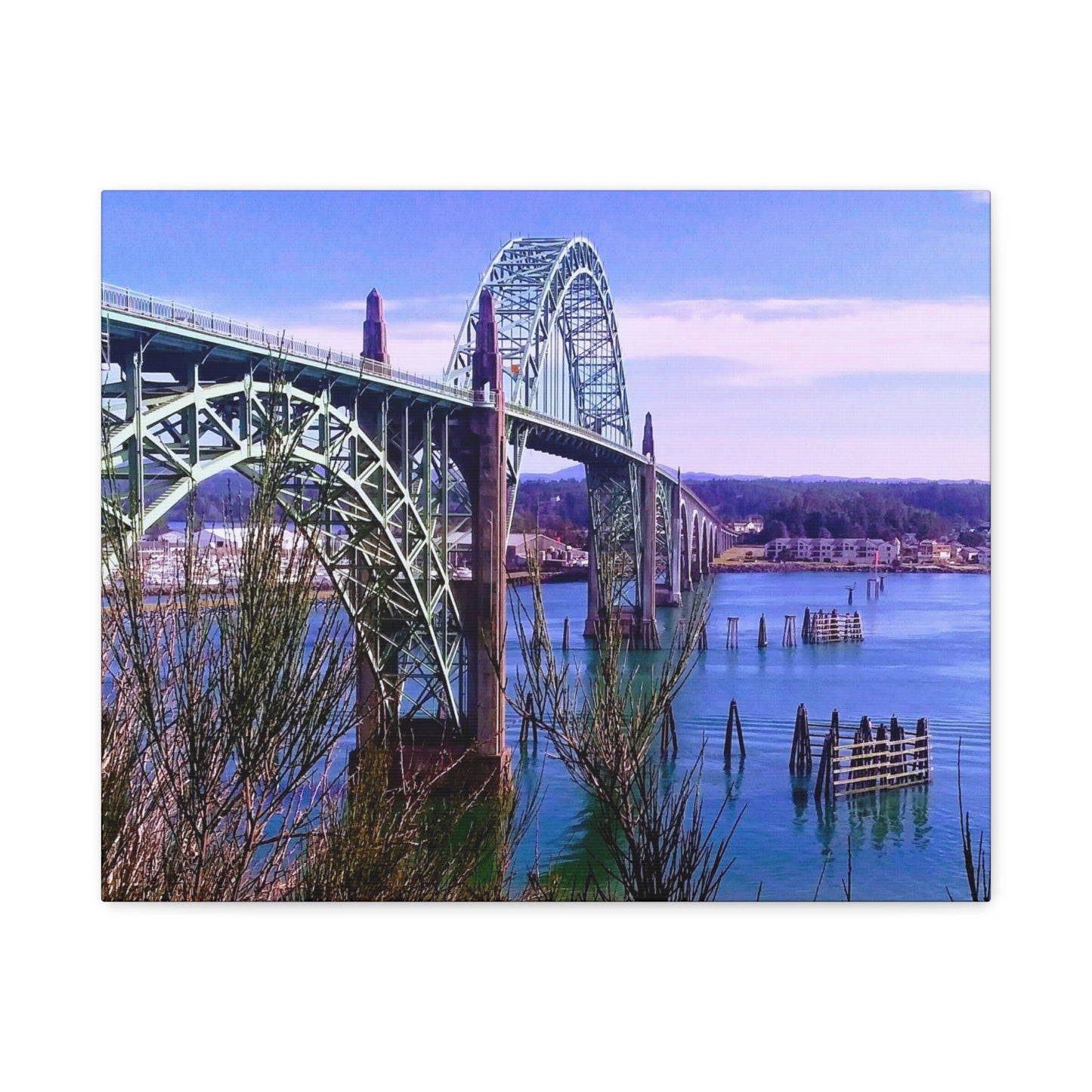 Gateway Over Still Waters - Coastal Bridge Matte Canvas Print, Stretched, 1.25"