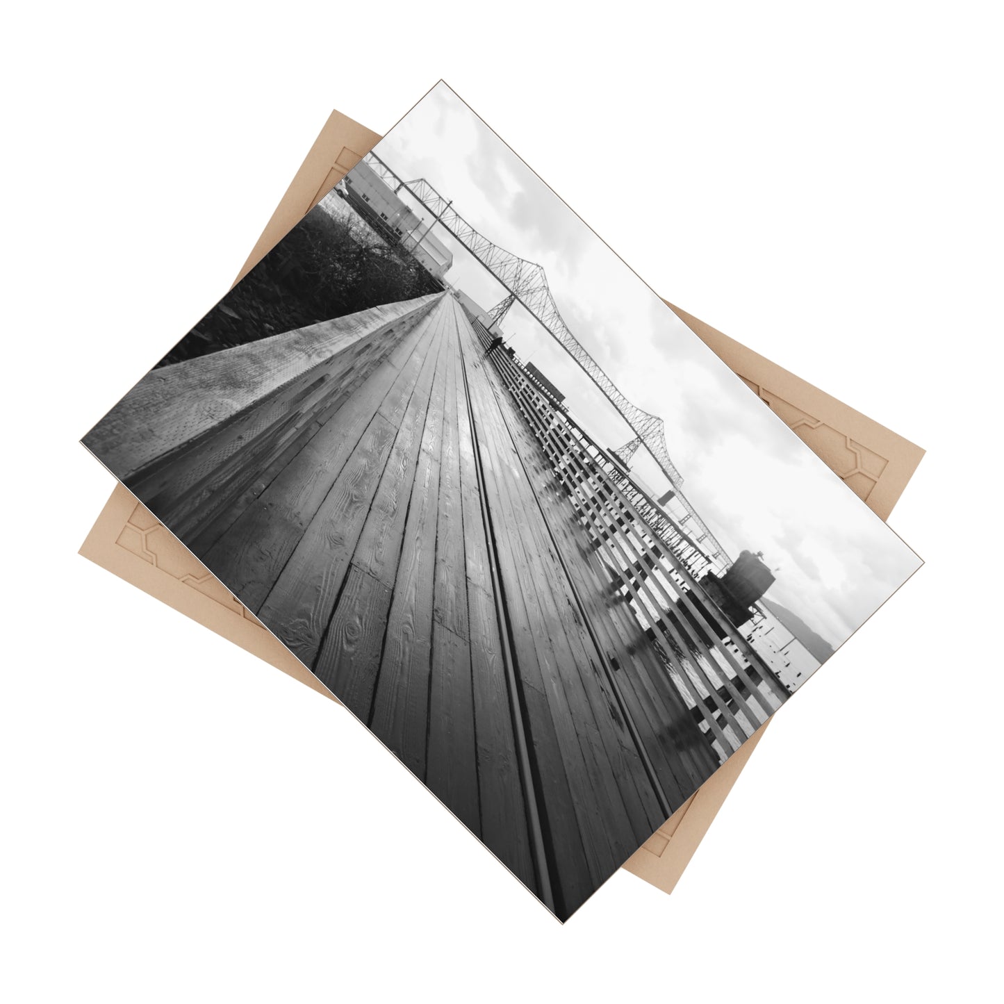 The Historic Megler Bridge in Black & White Ceramic Photo