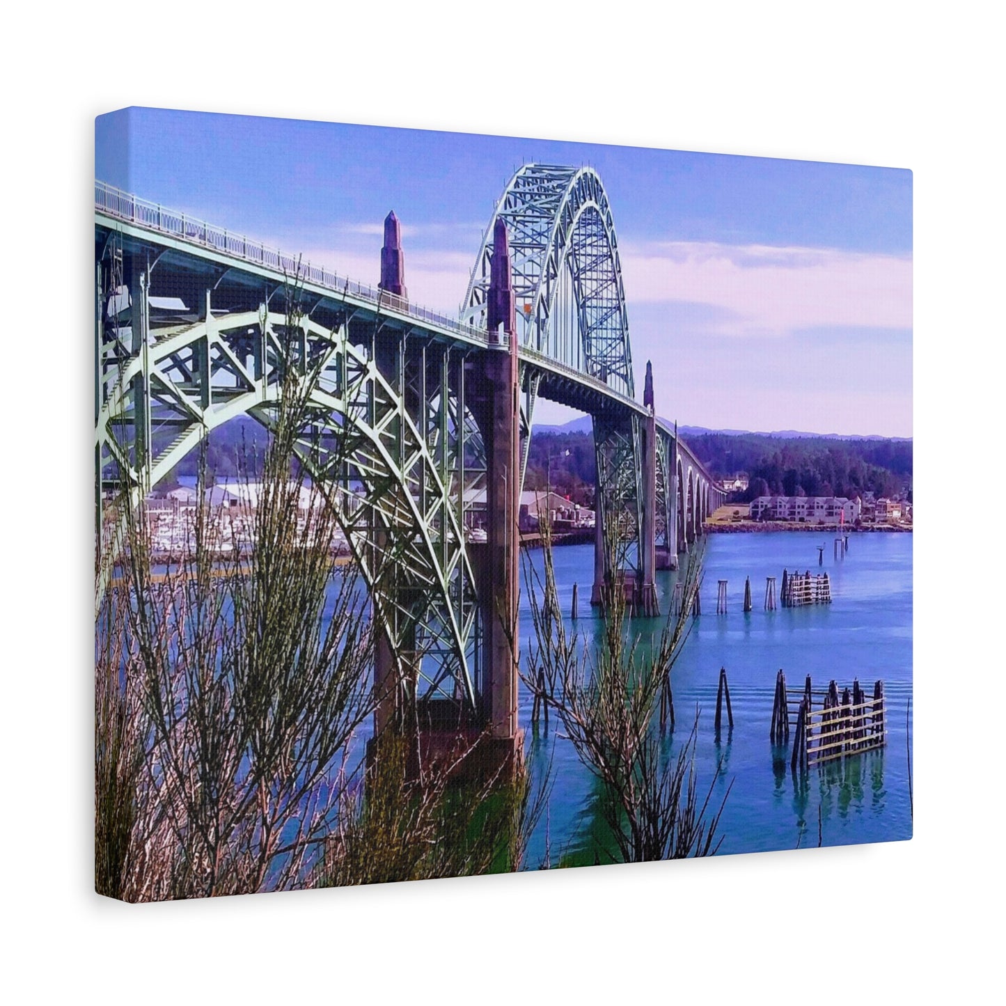 Gateway Over Still Waters - Coastal Bridge Matte Canvas Print, Stretched, 1.25"