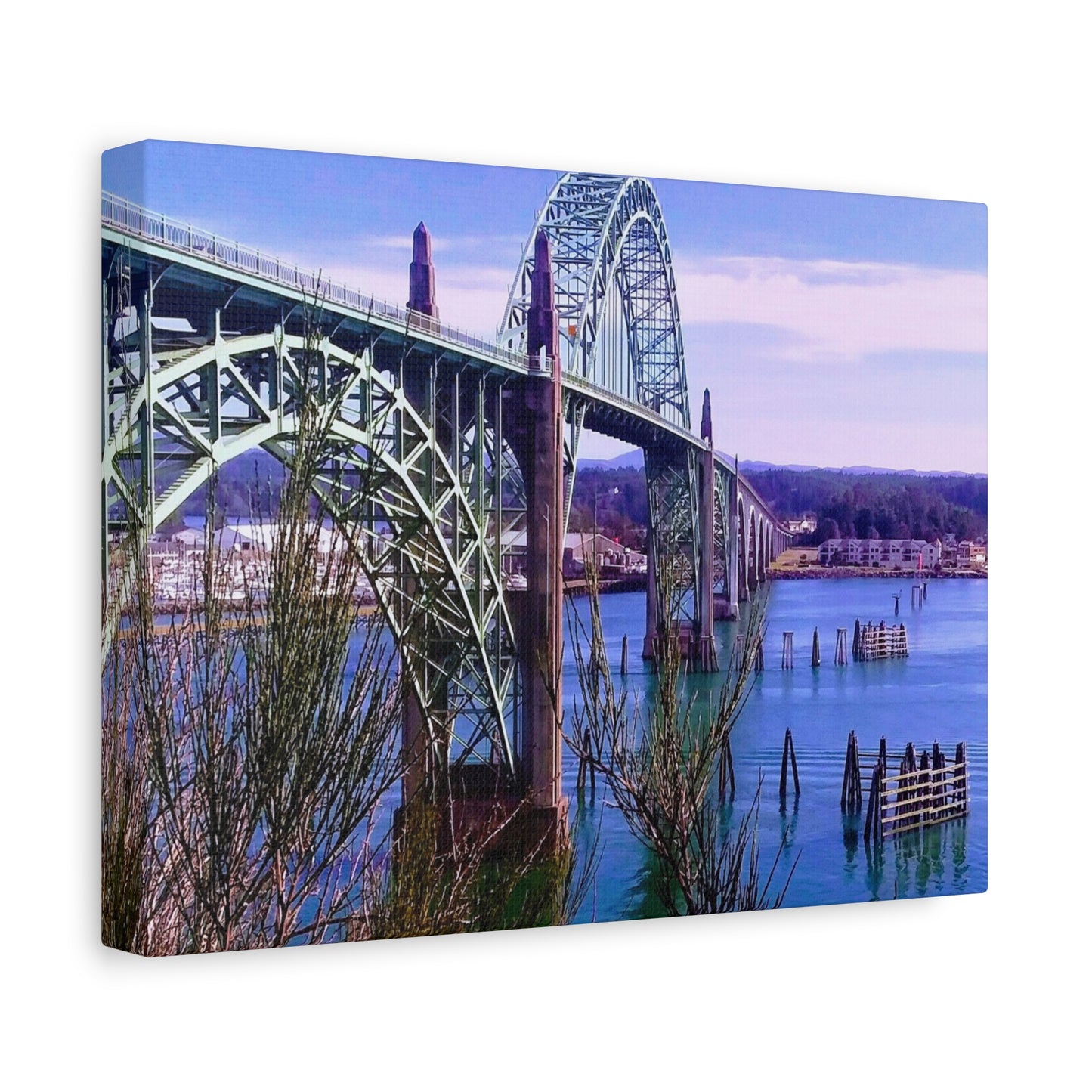 Gateway Over Still Waters - Coastal Bridge Matte Canvas Print, Stretched, 1.25"