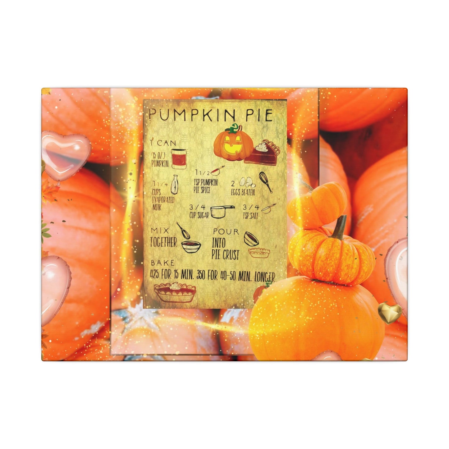 Pumpkin Pie Recipe Canvas Art