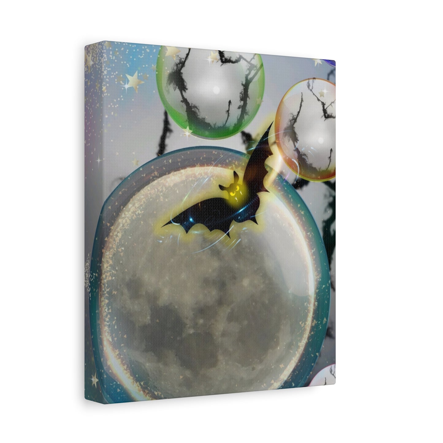 Bats Over the Moon- Halloween Matte Canvas Print