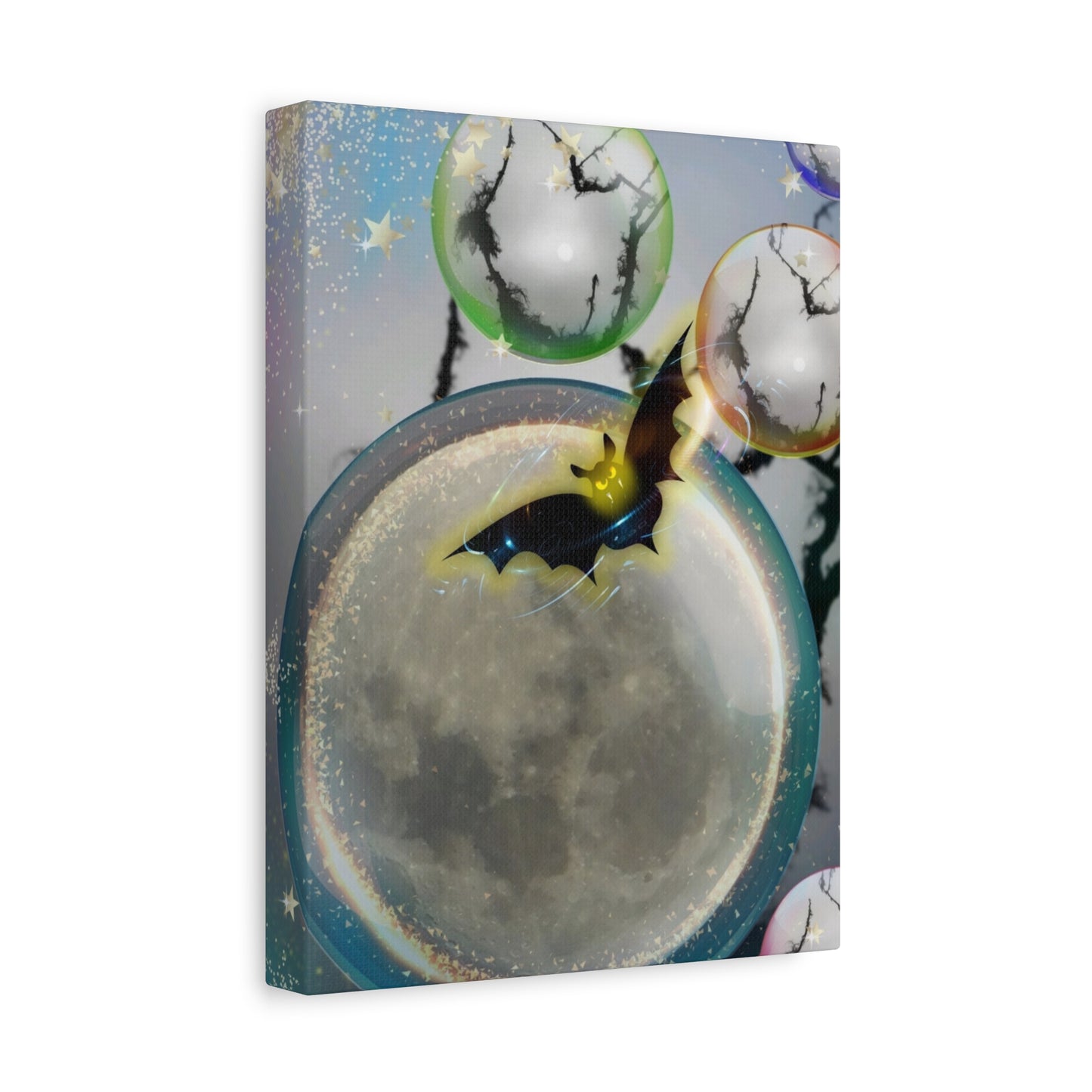 Bats Over the Moon- Halloween Matte Canvas Print