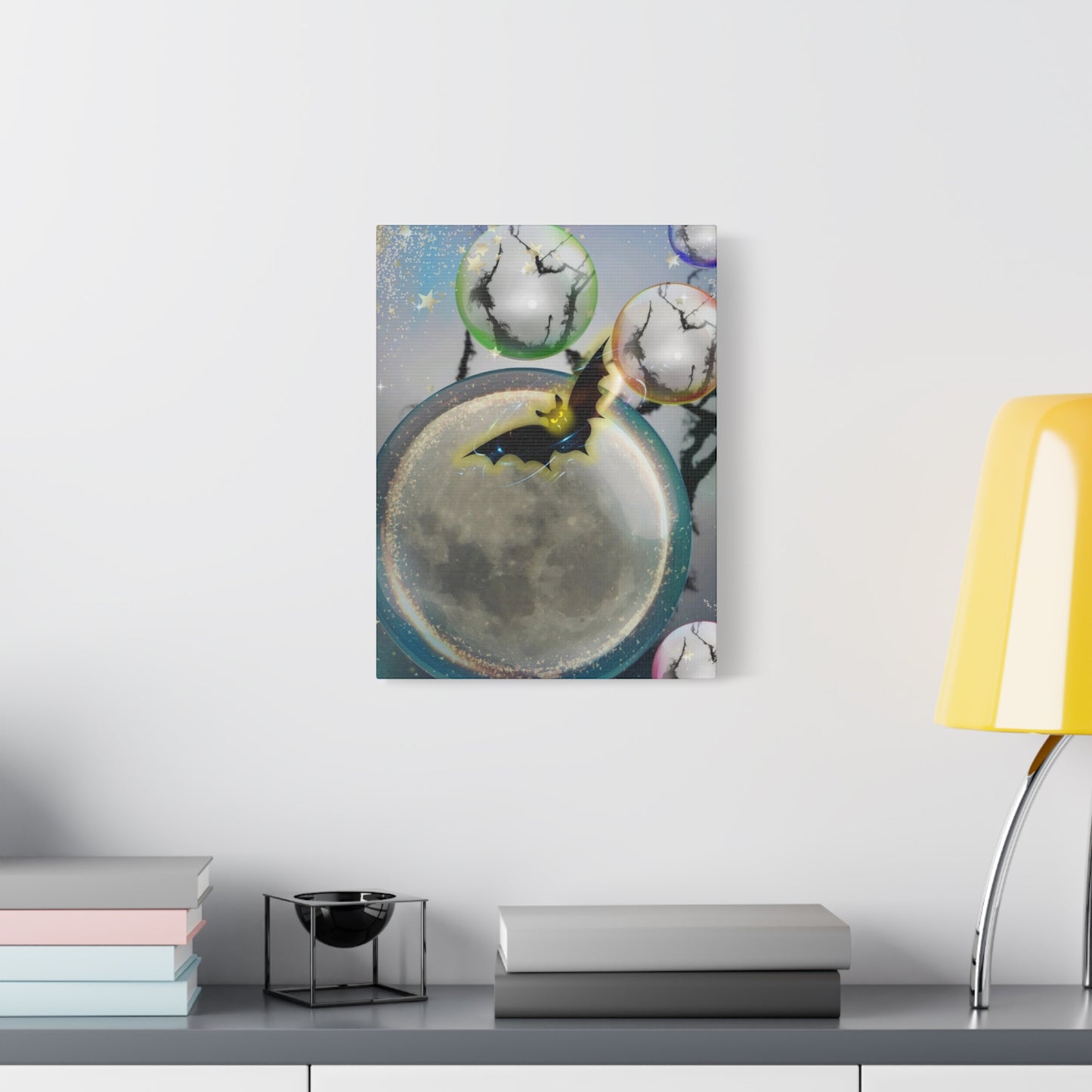 Bats Over the Moon- Halloween Matte Canvas Print