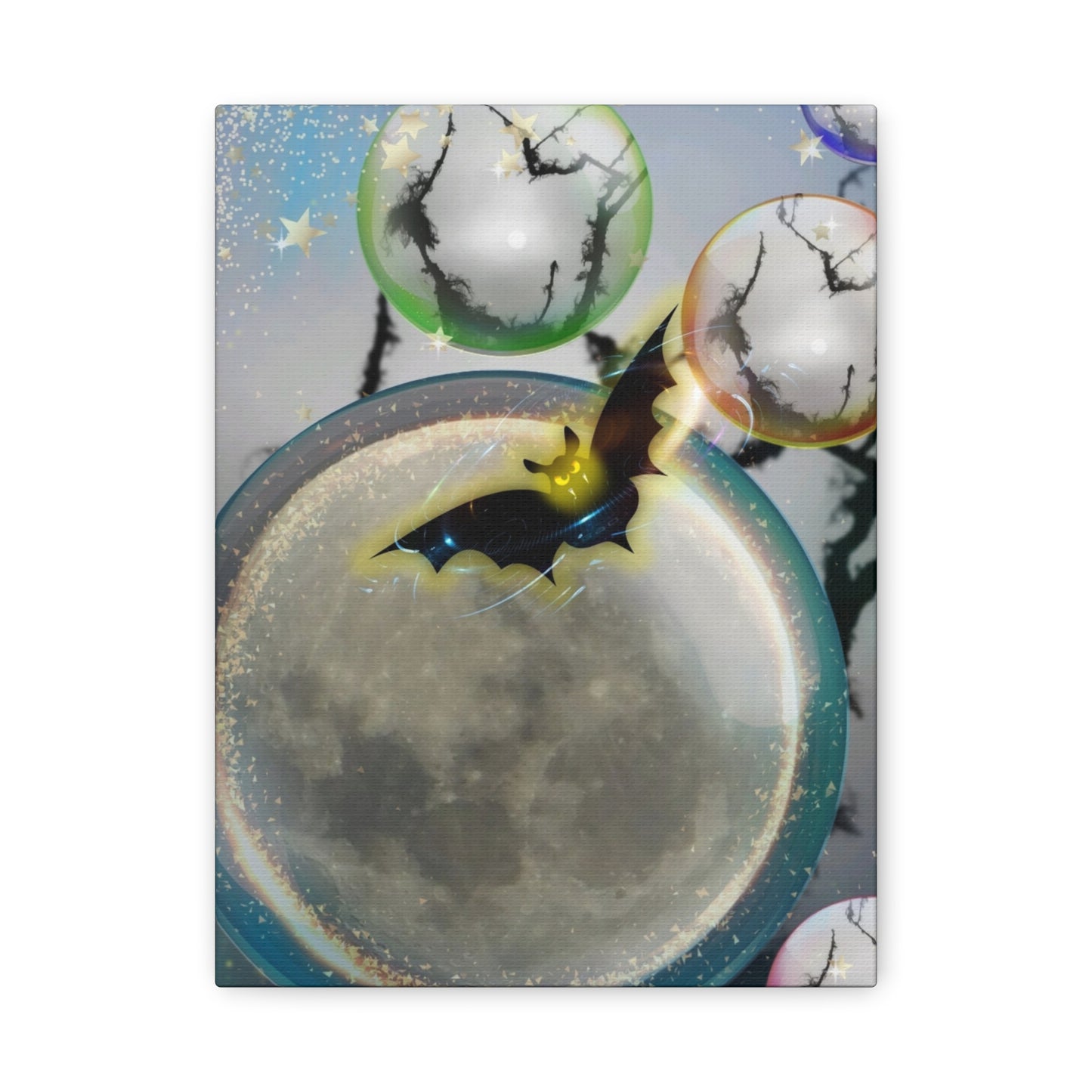 Bats Over the Moon- Halloween Matte Canvas Print