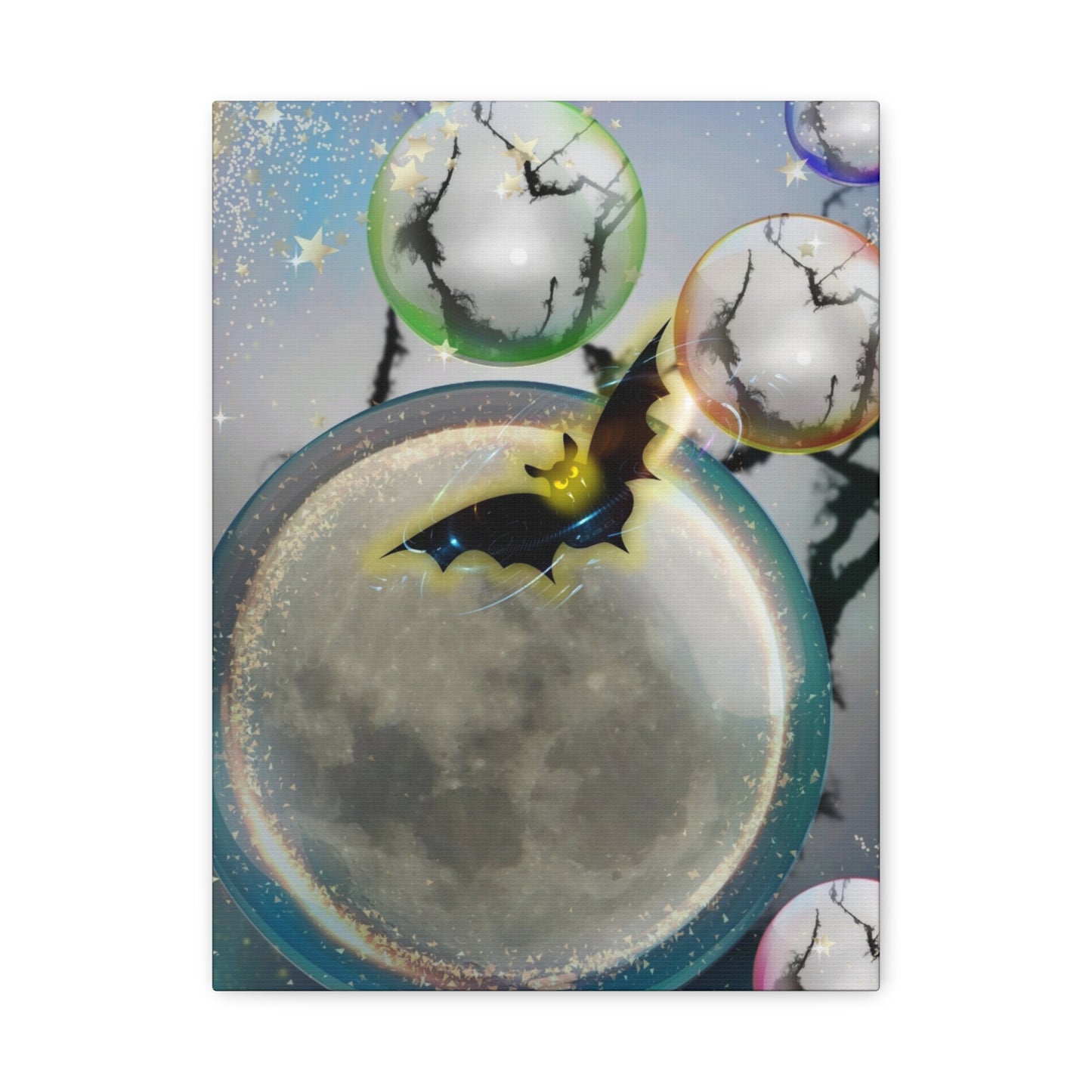 Bats Over the Moon- Halloween Matte Canvas Print
