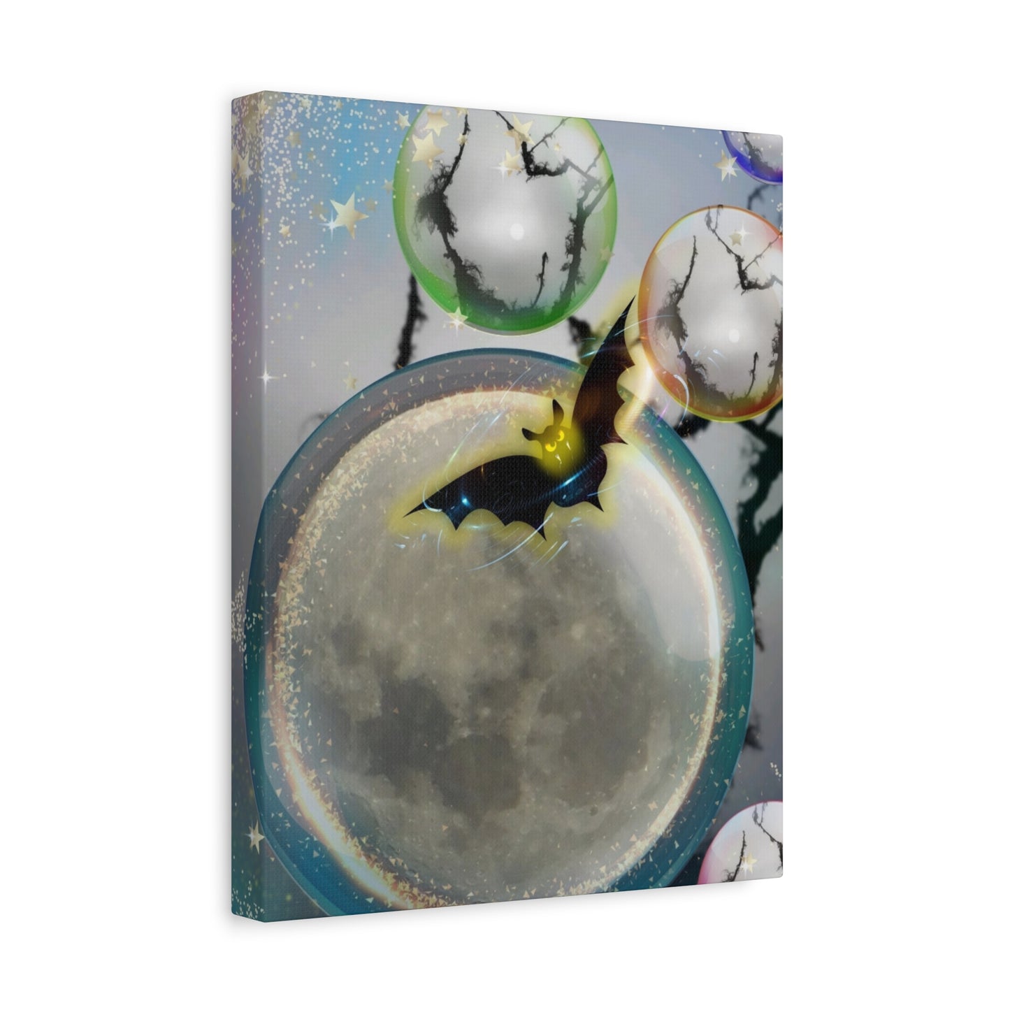 Bats Over the Moon- Halloween Matte Canvas Print