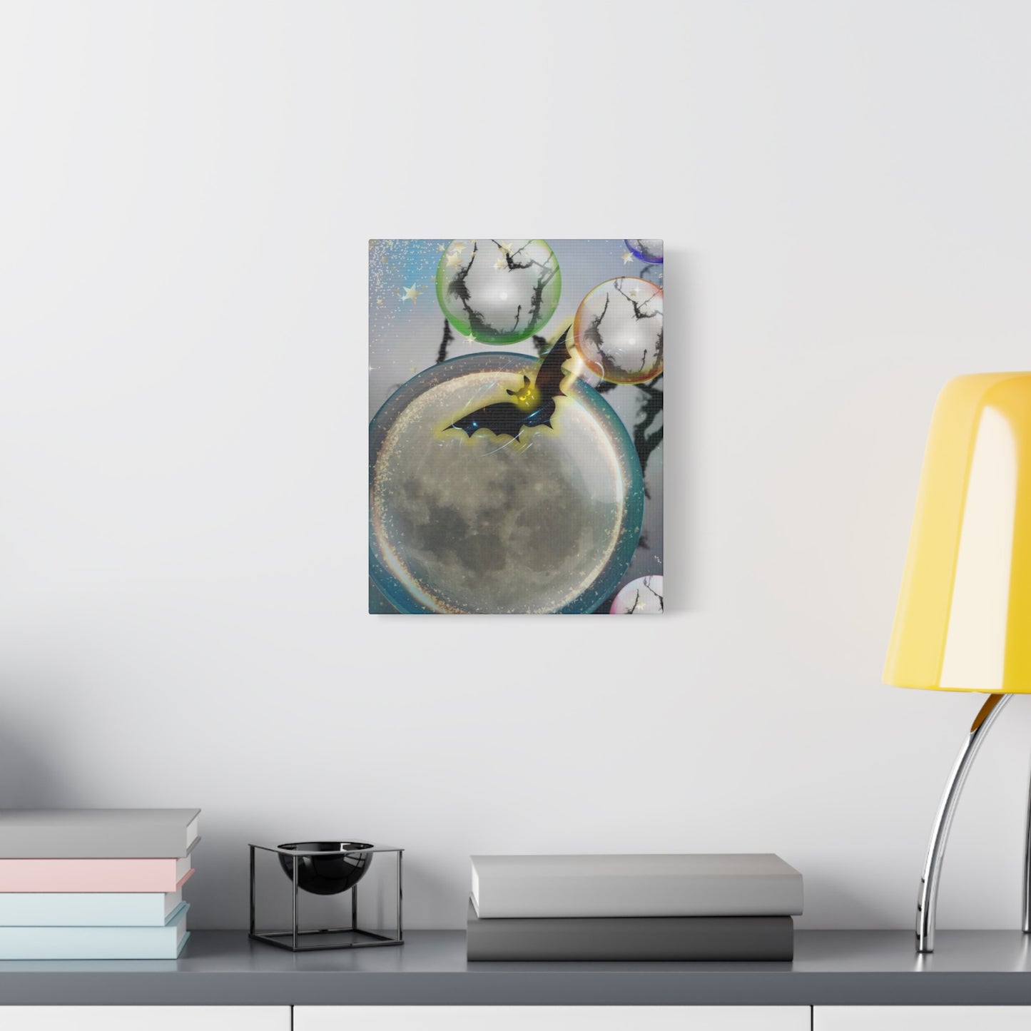 Bats Over the Moon- Halloween Matte Canvas Print