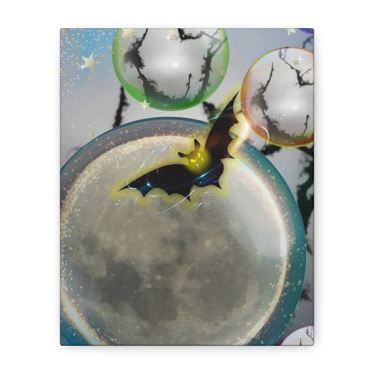 Bats Over the Moon- Halloween Matte Canvas Print