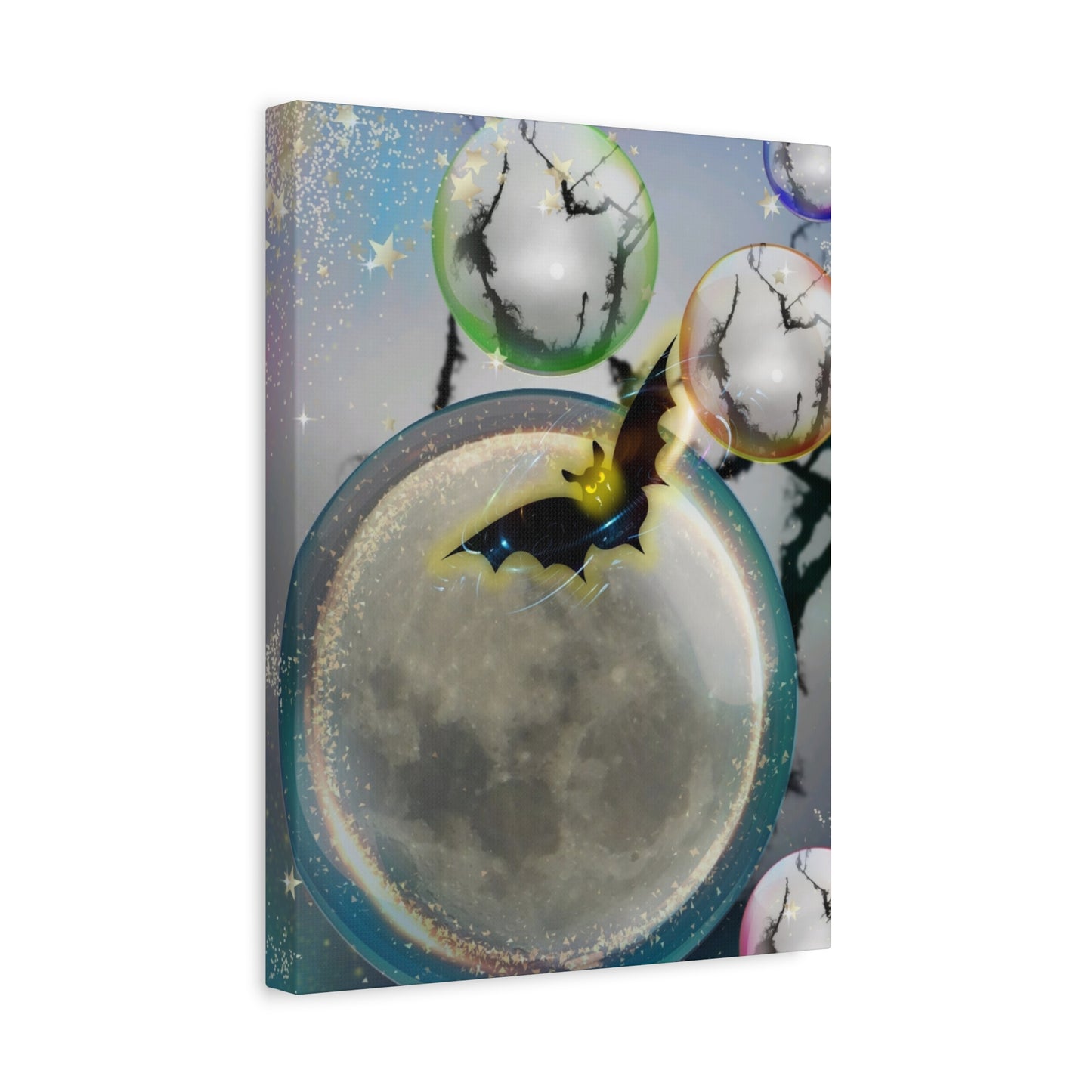Bats Over the Moon- Halloween Matte Canvas Print